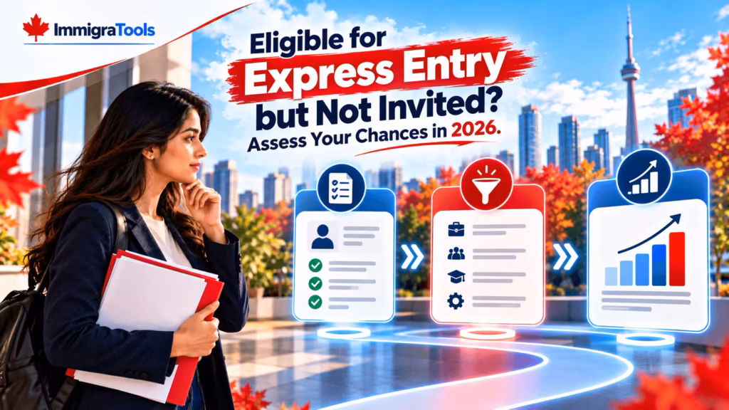 Express Entry candidate looking toward three checks: program eligibility, draw requirements, and CRS ranking.
